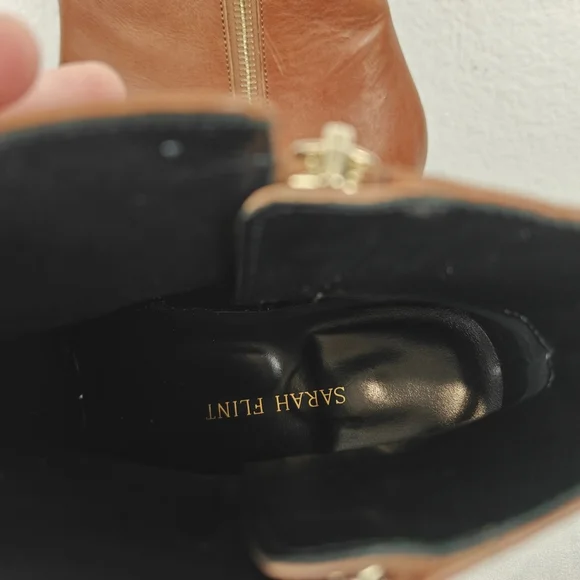 Sarah Flint The Perfect Zip Bootie In Saddle Vachetta Size 40, 9-9.5 Women's - Picture 13 of 16